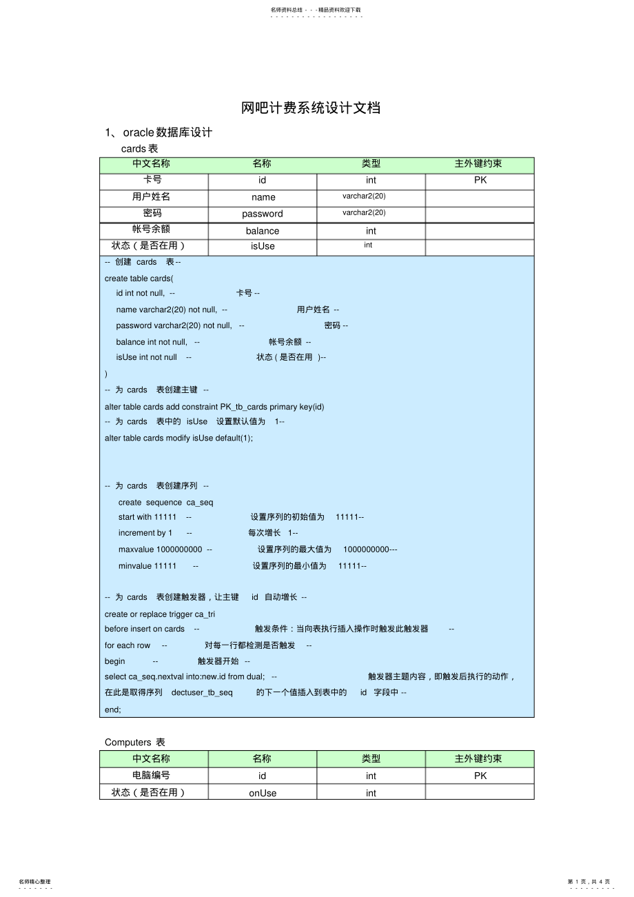 2022年网吧计费系统数据库设计 .pdf_第1页