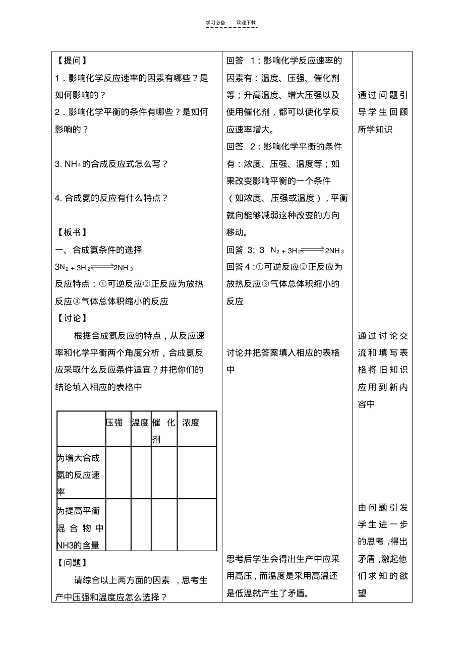 合成氨条件的选择(教案).pdf_第2页