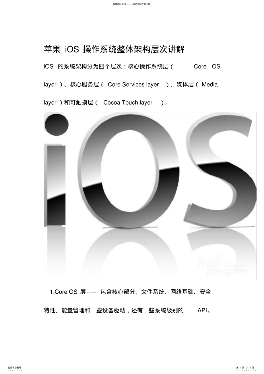 2022年苹果iOS操作系统整体架构层次讲解 .pdf_第1页