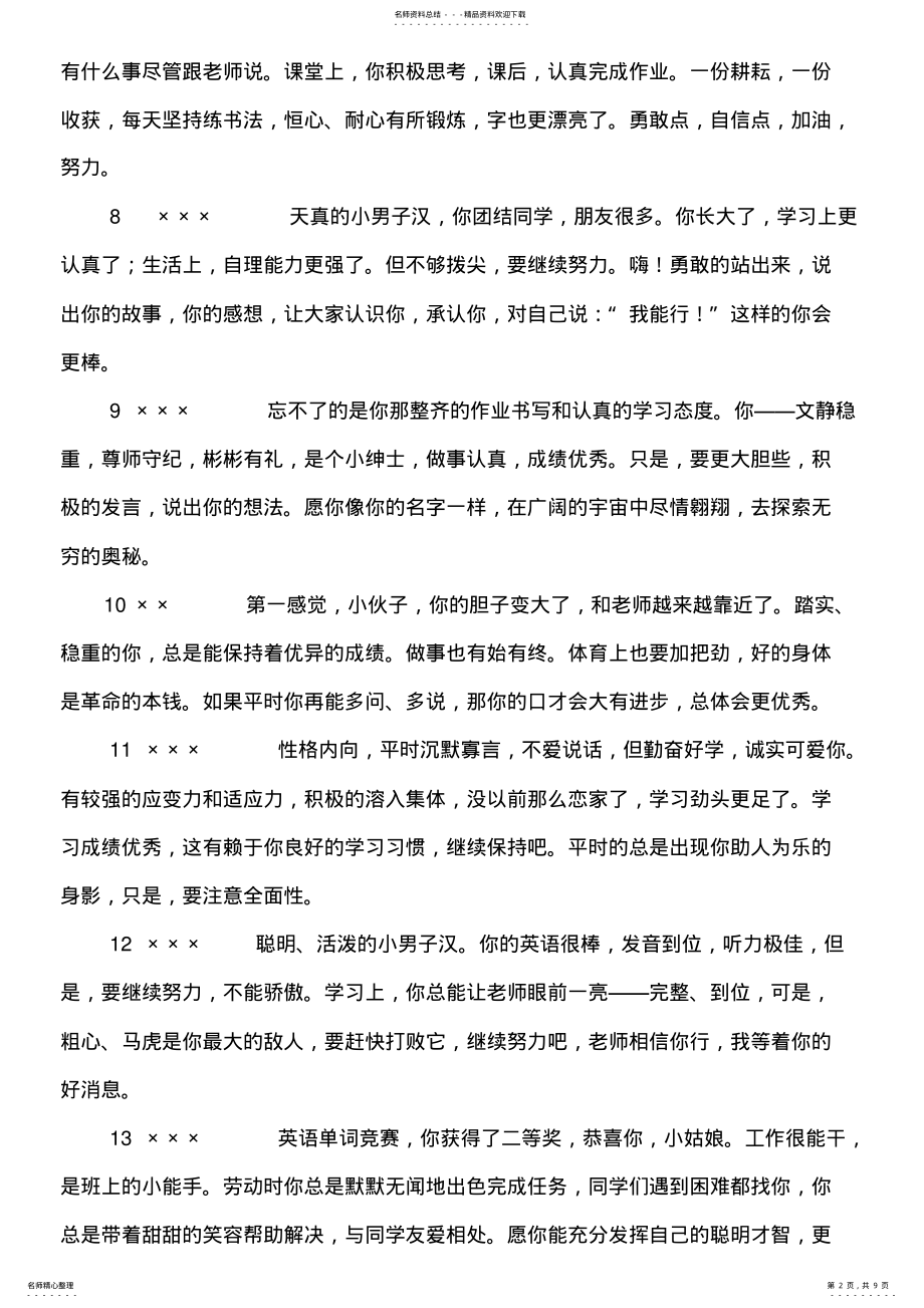 2022年素质报告单评语集锦 .pdf_第2页