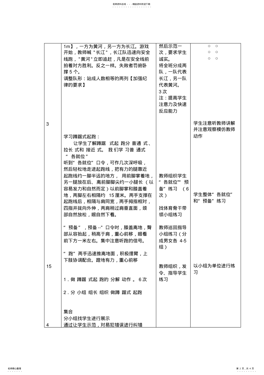 2022年优质课教案--蹲踞式起跑教案 .pdf_第2页