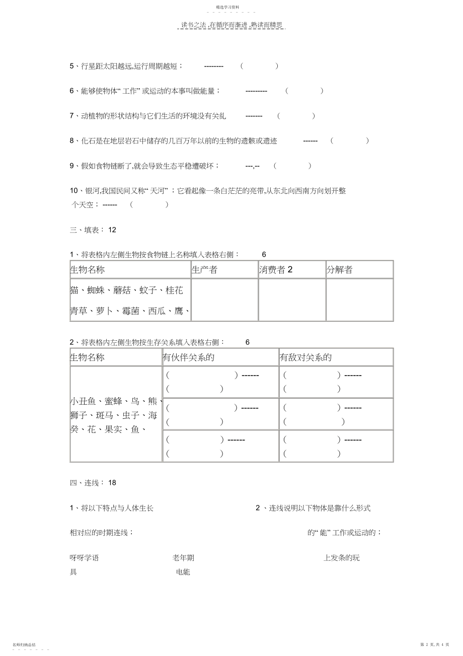 2022年苏教版小学科学六年级下册期末试卷.docx_第2页