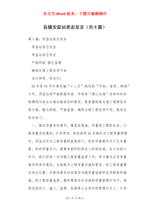 县镇安监站表态发言（共5篇）.docx