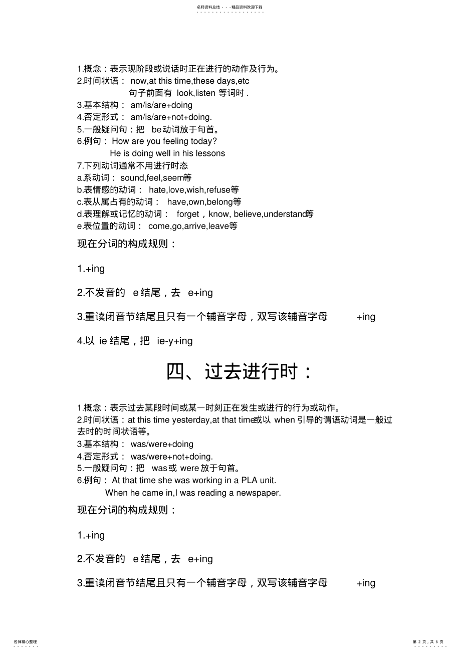 2022年人教版初中英语各时态定义及变化规则及练习 .pdf_第2页