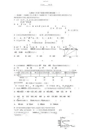 2022年人教版八年级下册数学期末测试题.docx