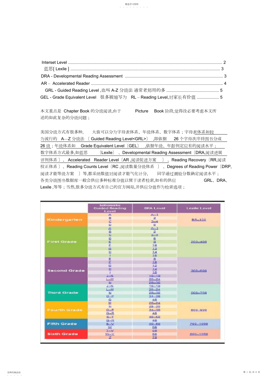 2022年美国阅读分级.docx_第1页