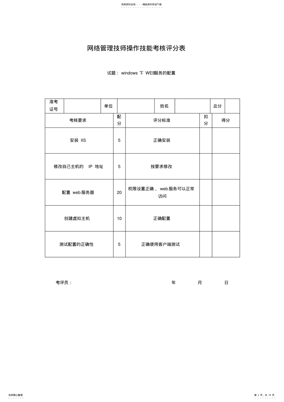 2022年网络管理技师操作技能考核试卷 .pdf_第2页