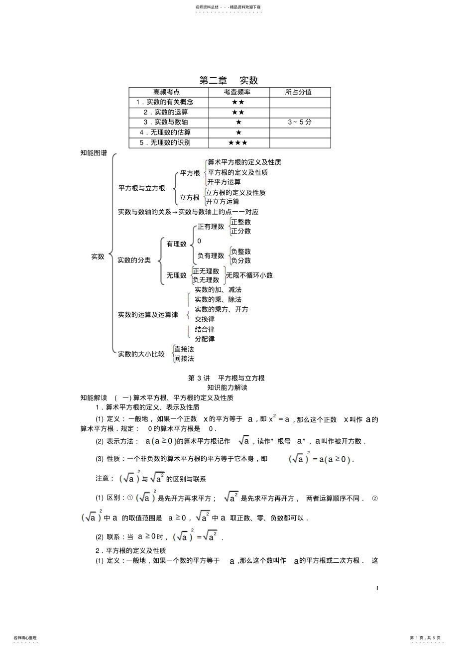 2022年中考数学知识点聚焦第二章实数 .pdf_第1页