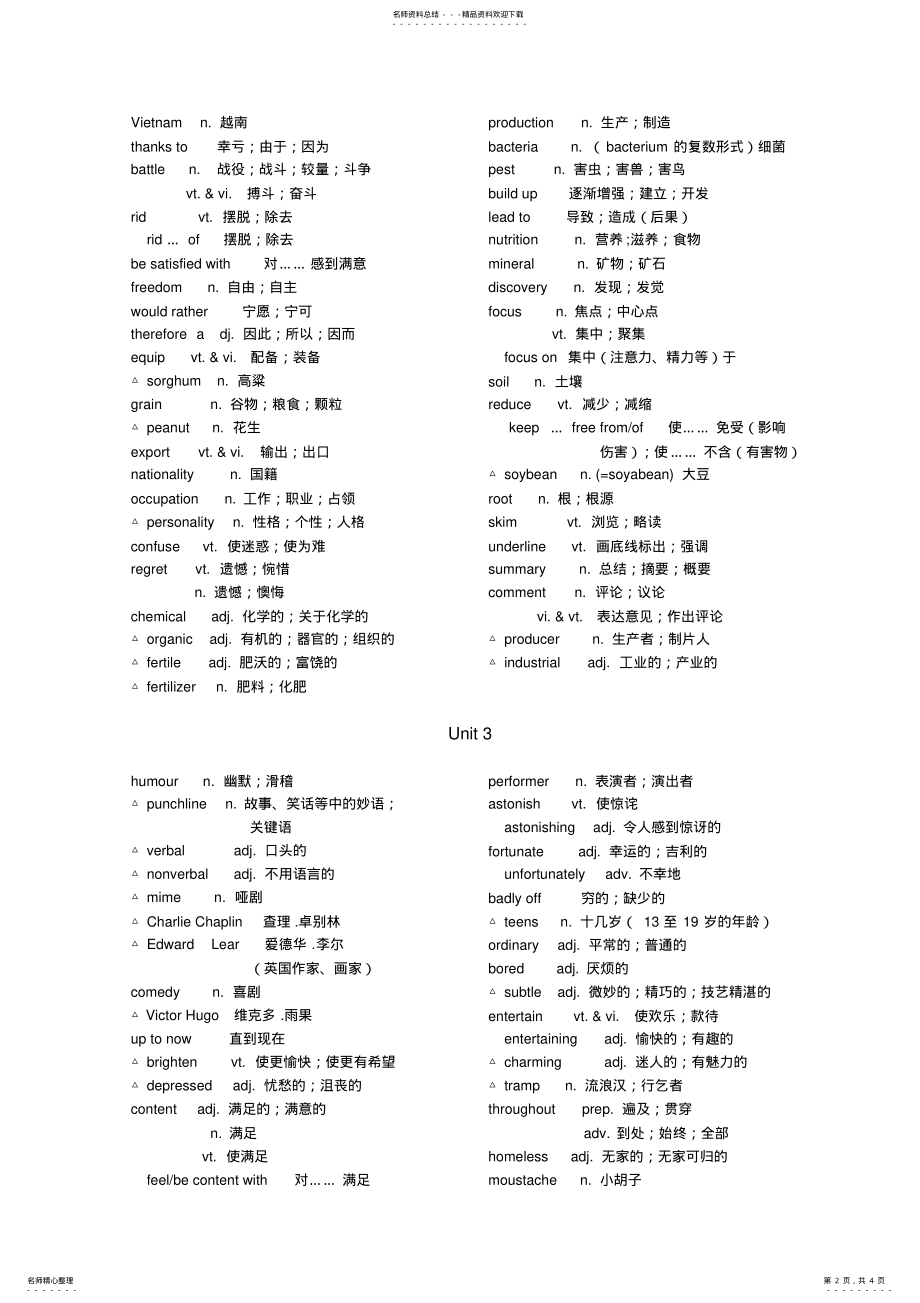 2022年人教版高中英语必修单词 4.pdf_第2页