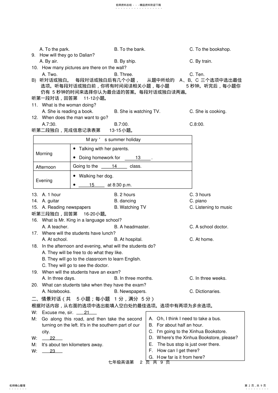 2022年苏科版七年级下英语试卷 .pdf_第2页