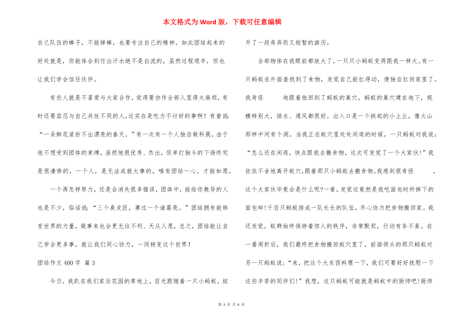 精选团结作文400字8篇.docx_第2页