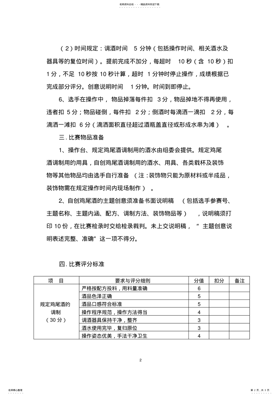 2022年全国调酒比赛规则和评分标准 .pdf_第2页