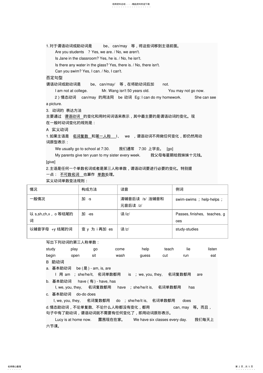 2022年初一一般现在时讲解及其练习 .pdf_第2页