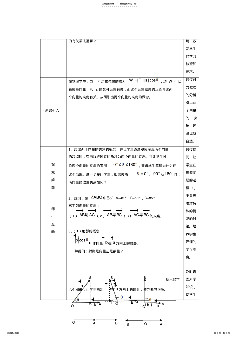 2022年北师大版高中数学必修《从力做的功到向量的数量积》教案 .pdf_第2页