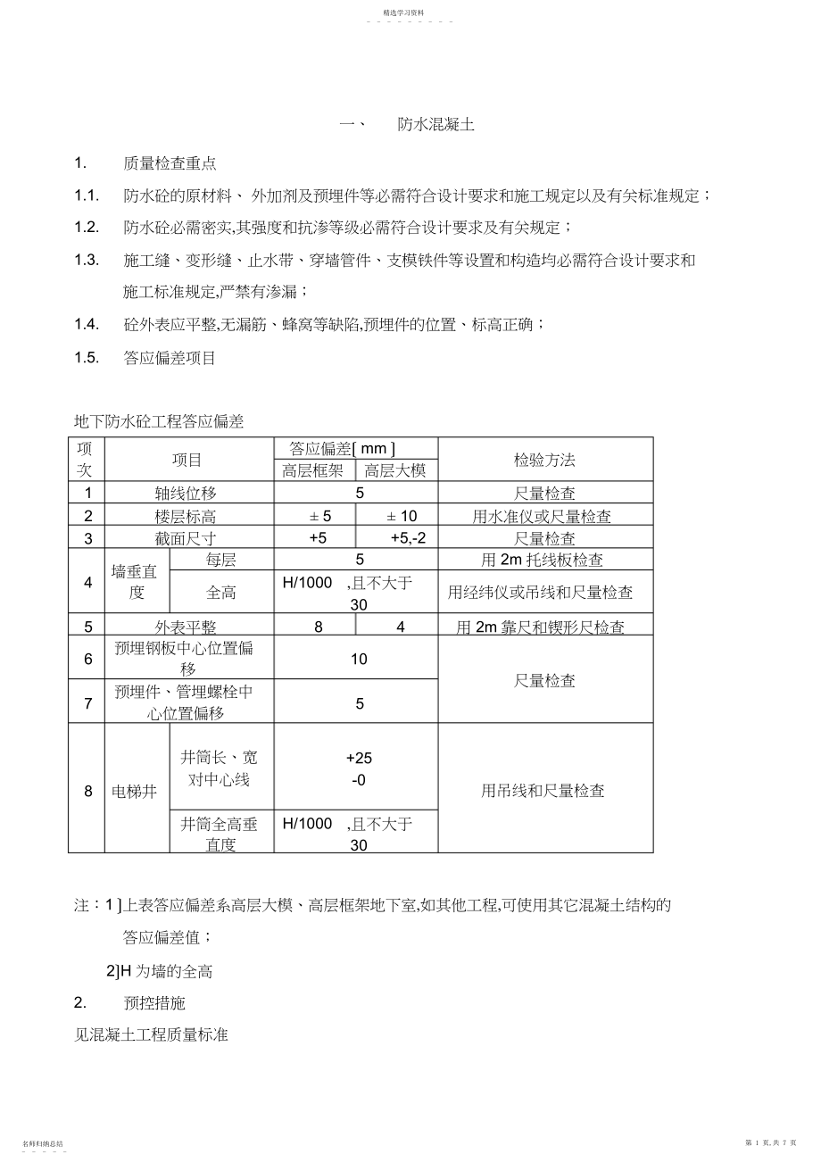 2022年防水工程质量检查标准.docx_第1页