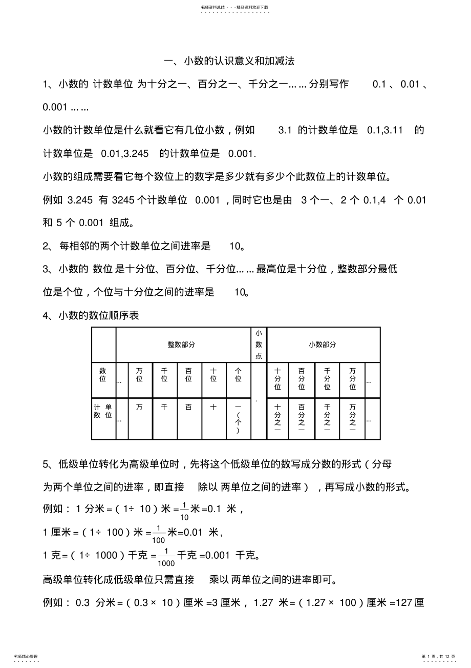 2022年北师大版四年级下册知识点及易错题汇总,推荐文档 .pdf_第1页