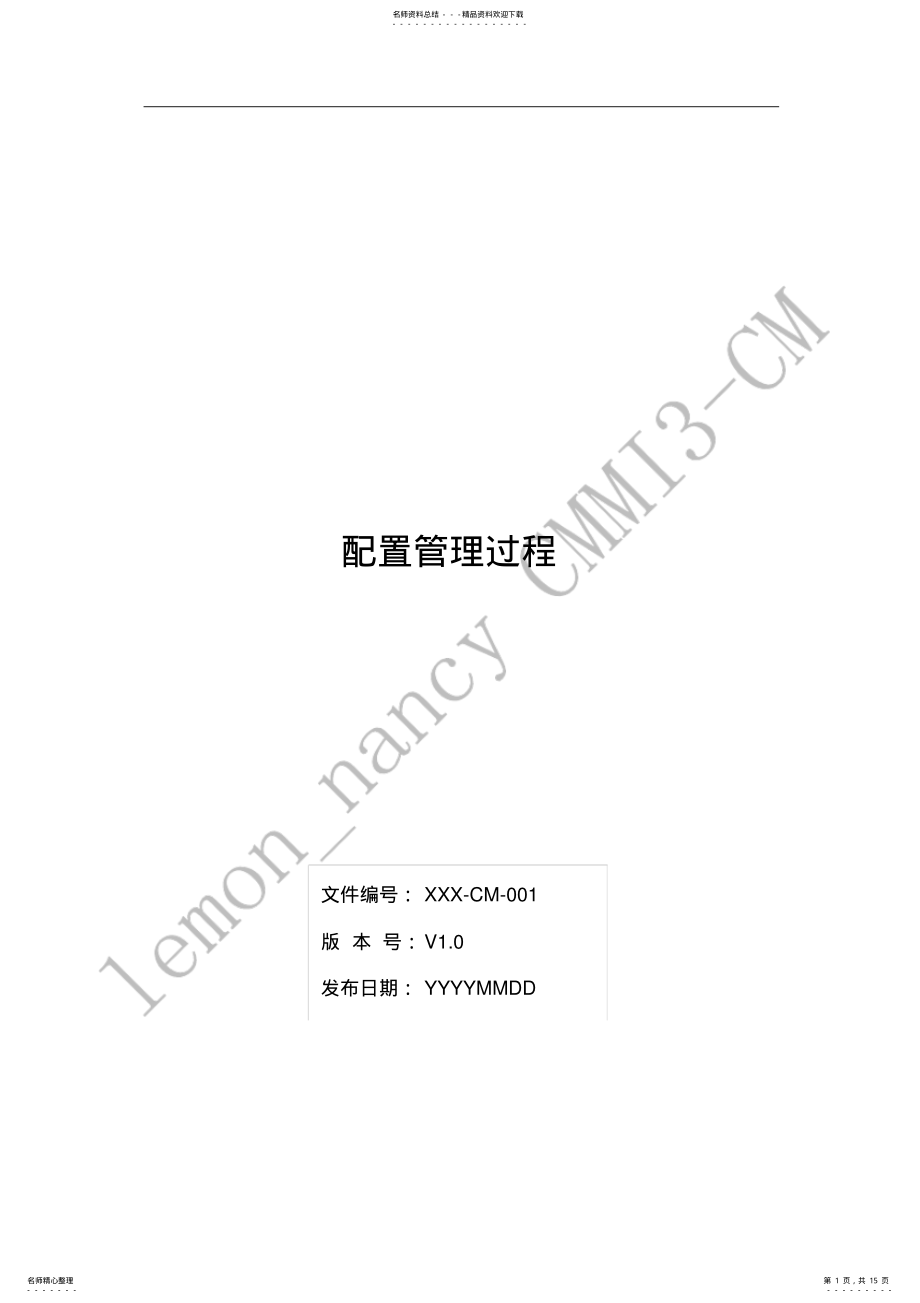 2022年配置管理过程-CMMI程序文件 .pdf_第1页