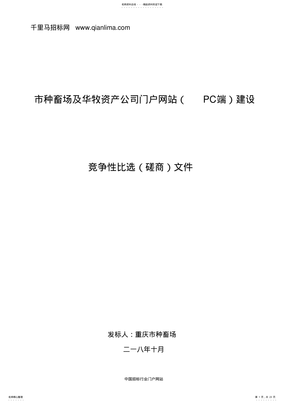 2022年门户网站建设比选公招投标书范本 .pdf_第1页