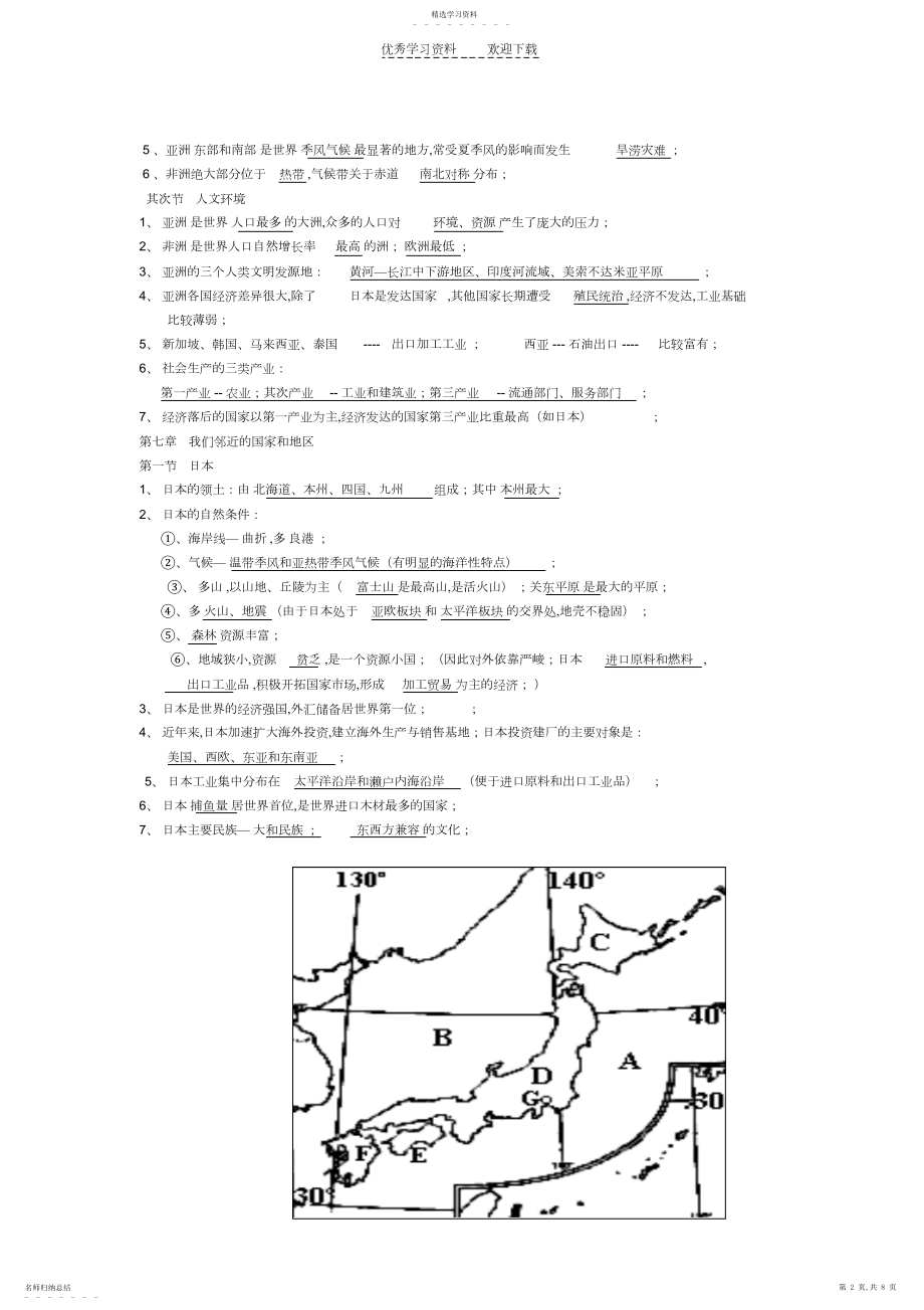 2022年初一地理下册复习提纲.docx_第2页