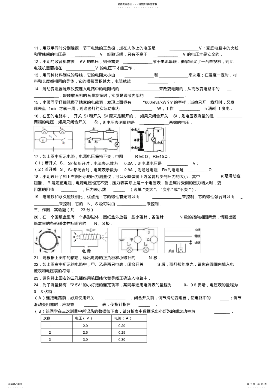 2022年八年级下册期末物理试卷 .pdf_第2页