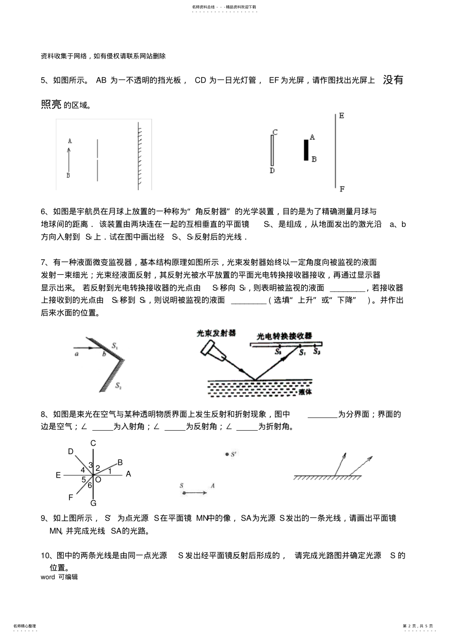 2022年初二物理光学作图专项训练知识讲解 .pdf_第2页