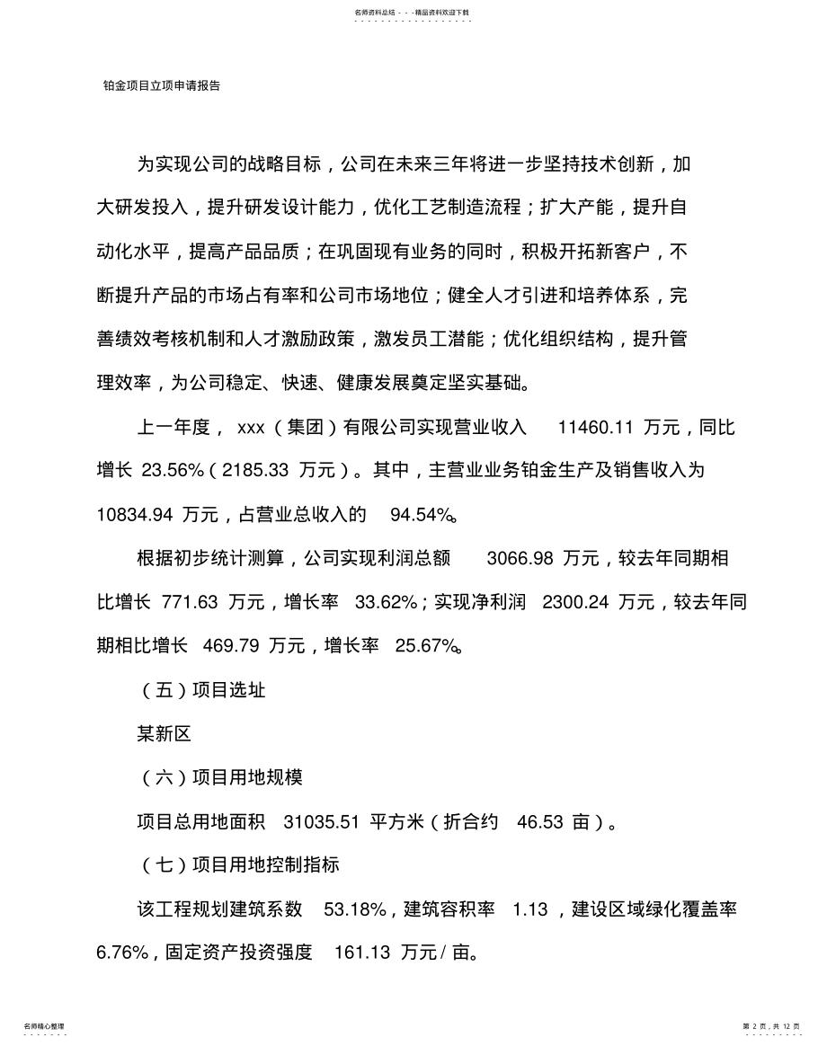 2022年铂金项目立项申请报告 .pdf_第2页