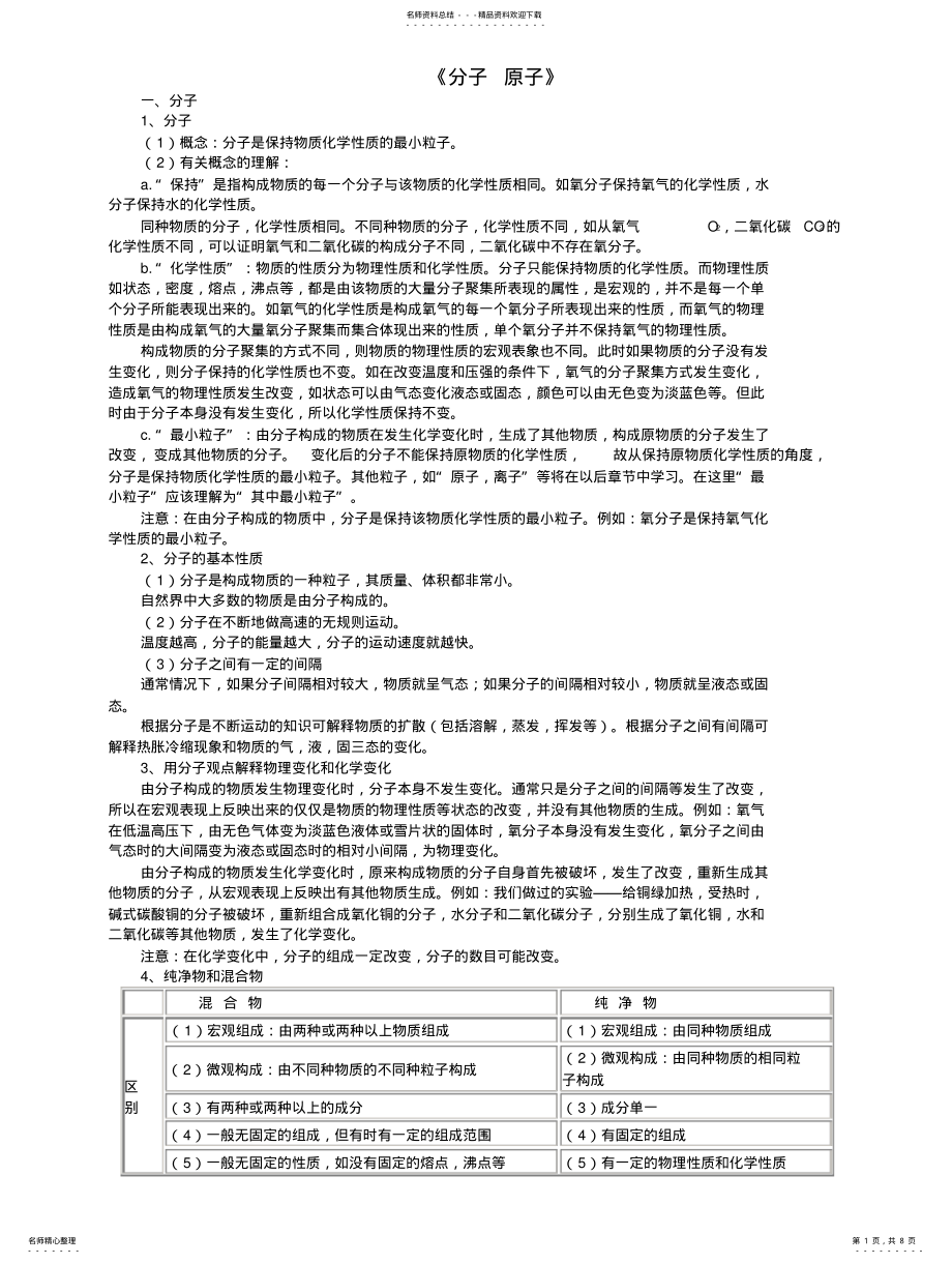 2022年分子原子离子知识讲解归纳例题以及经典强化训练 2.pdf_第1页