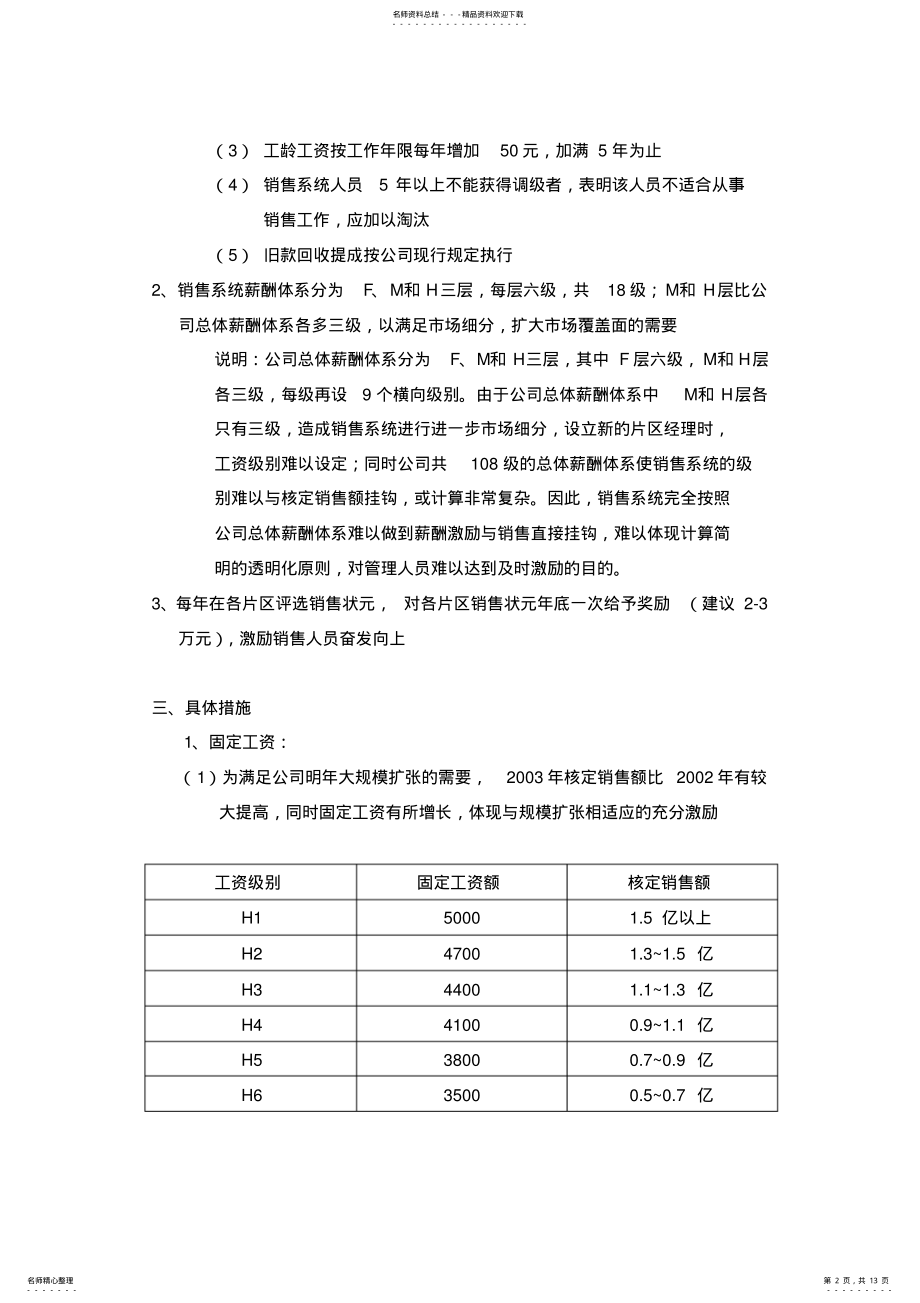 2022年销售体系薪酬激励方案 .pdf_第2页