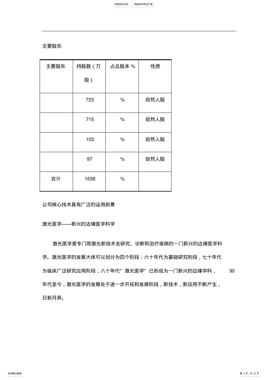 2022年医疗保健用品公司激光医疗项目商业计划书 .pdf_第2页