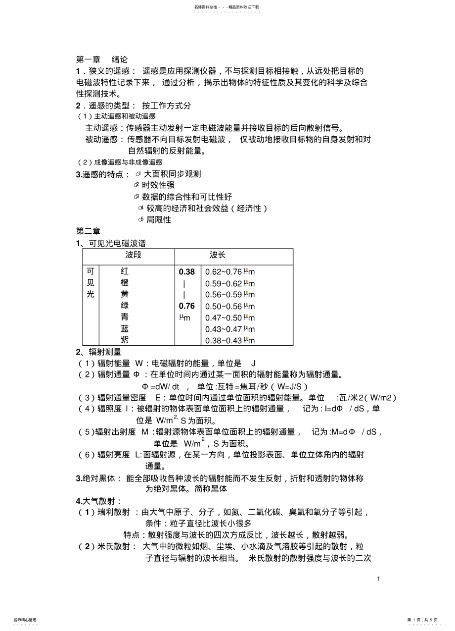 2022年遥感导论复习资料 2.pdf_第1页