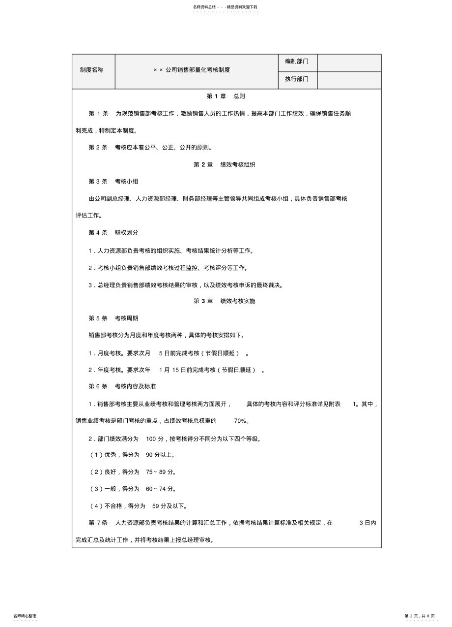 2022年销售部量化考核方案 .pdf_第2页