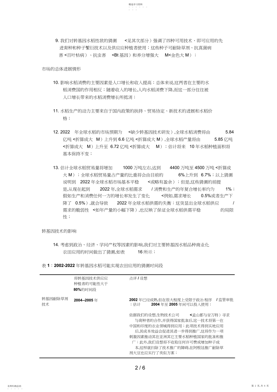 2022年转基因技术与水稻生产分析分析方案.docx_第2页