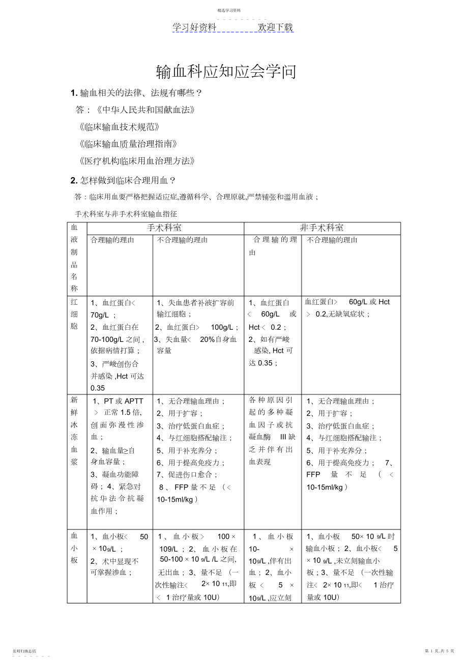 2022年输血科应知应会知识.docx_第1页