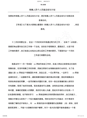 2022年销售人员个人月度总结与计划 .pdf