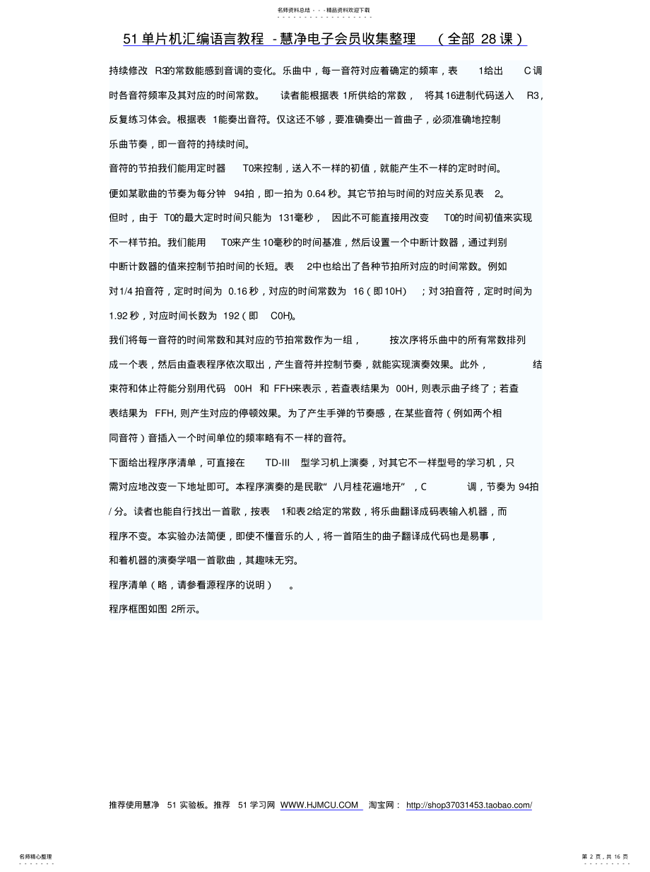 2022年单片机汇编语言教程：课音乐程序设计[汇 .pdf_第2页