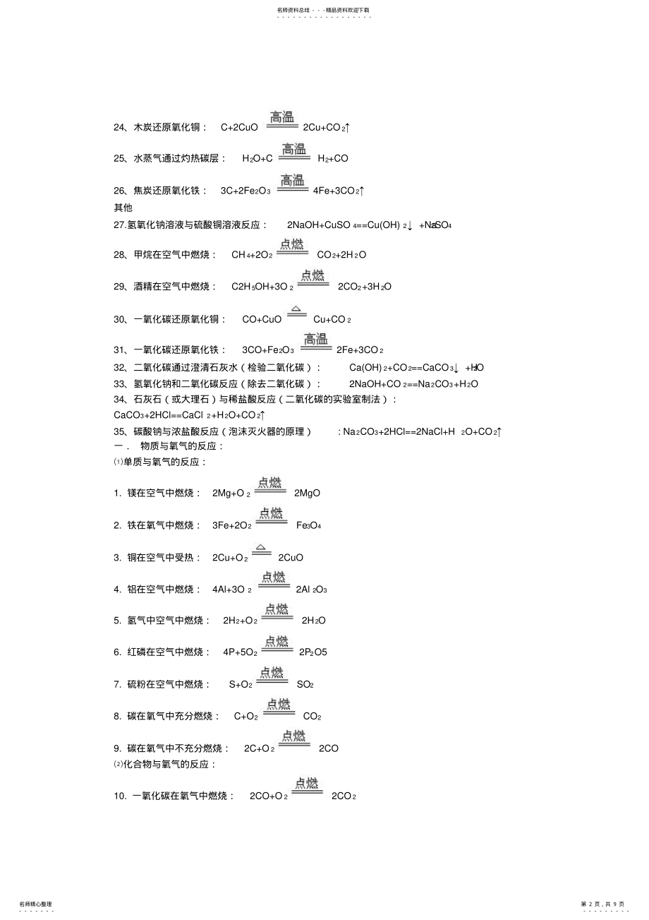 2022年初中化学方程式大全及反应现象 .pdf_第2页