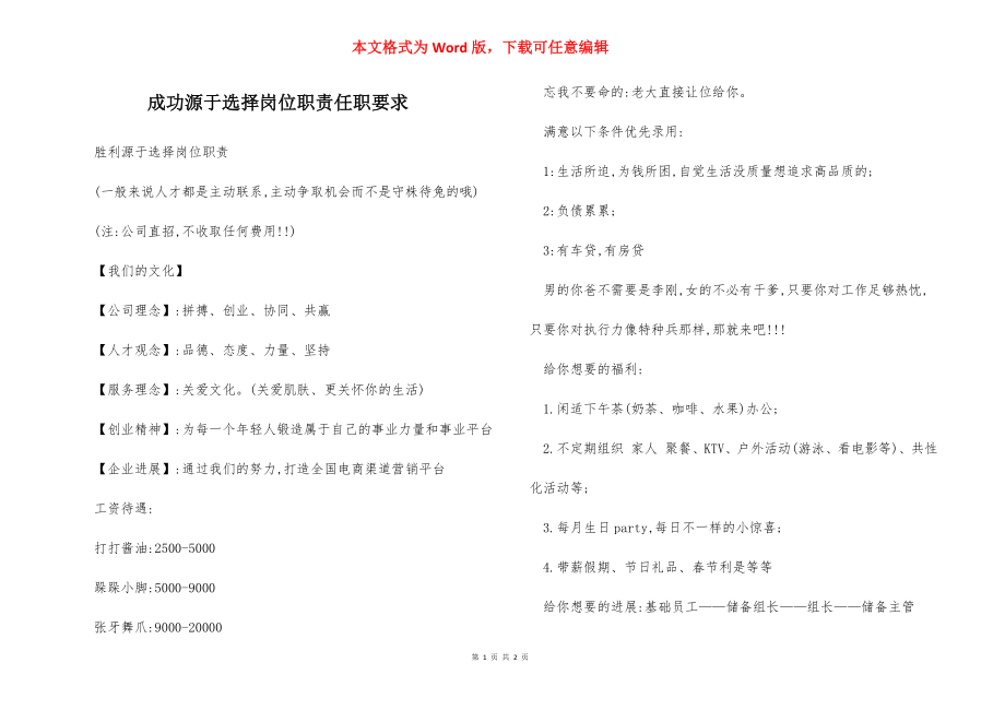 成功源于选择岗位职责任职要求.docx_第1页