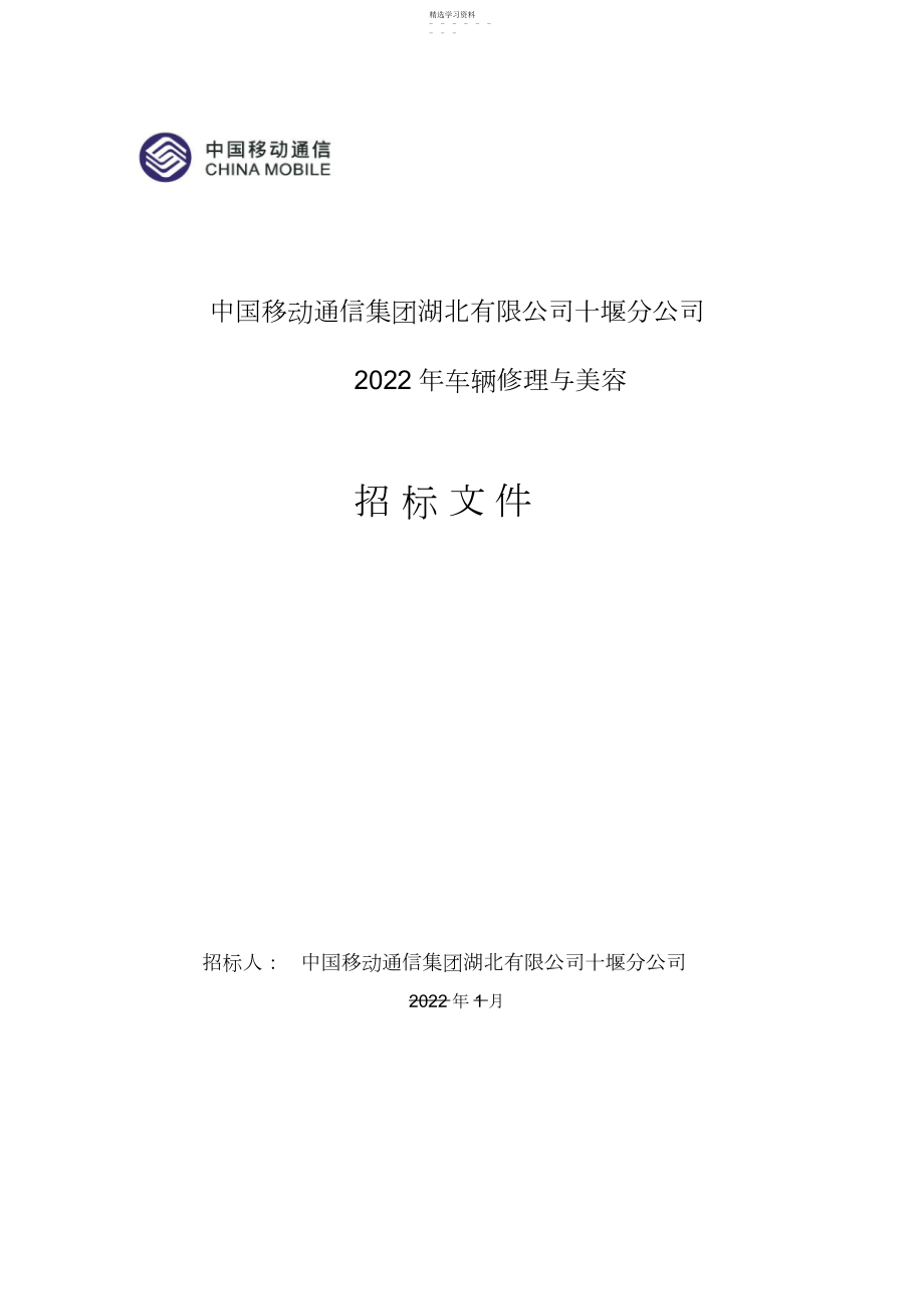 2022年车辆维修招标文件.docx_第1页