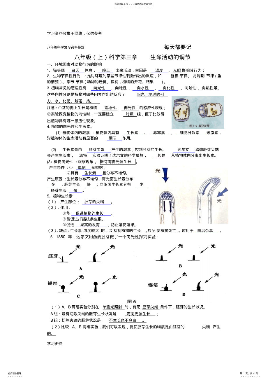 2022年初中科学浙教版八年级上复习提纲知识点zhangtaoying .pdf_第1页