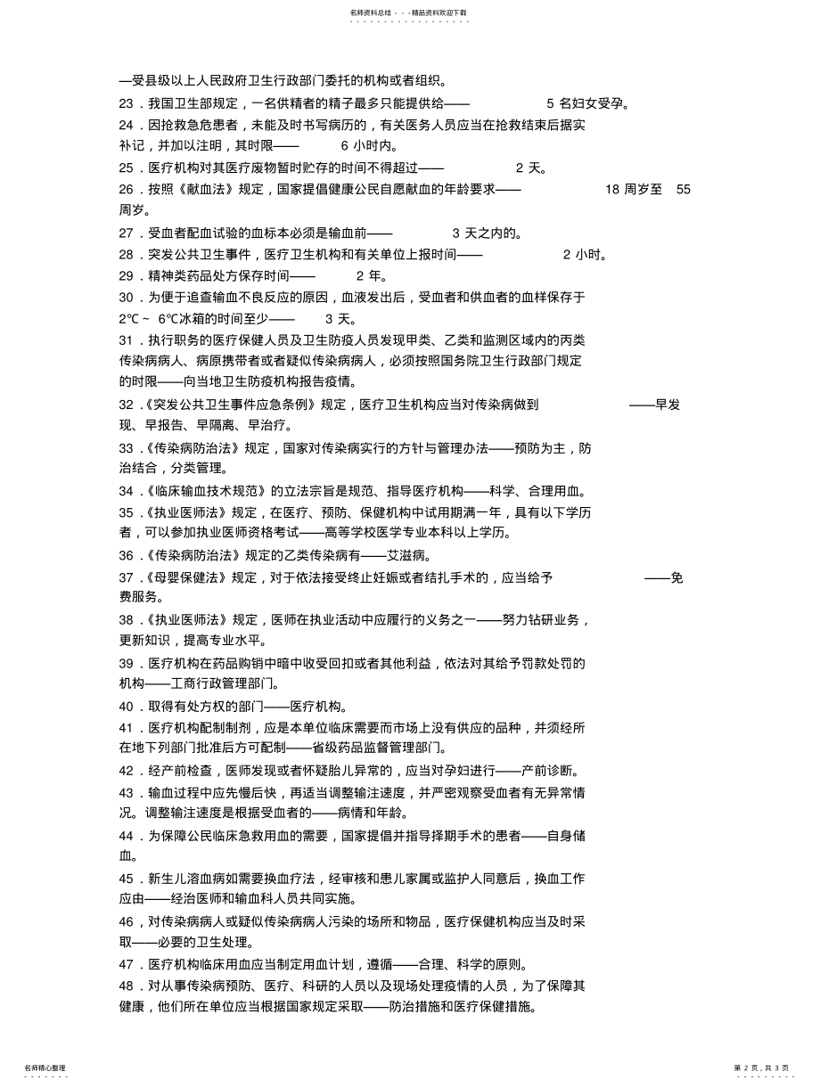 2022年卫生法规考点集锦 .pdf_第2页