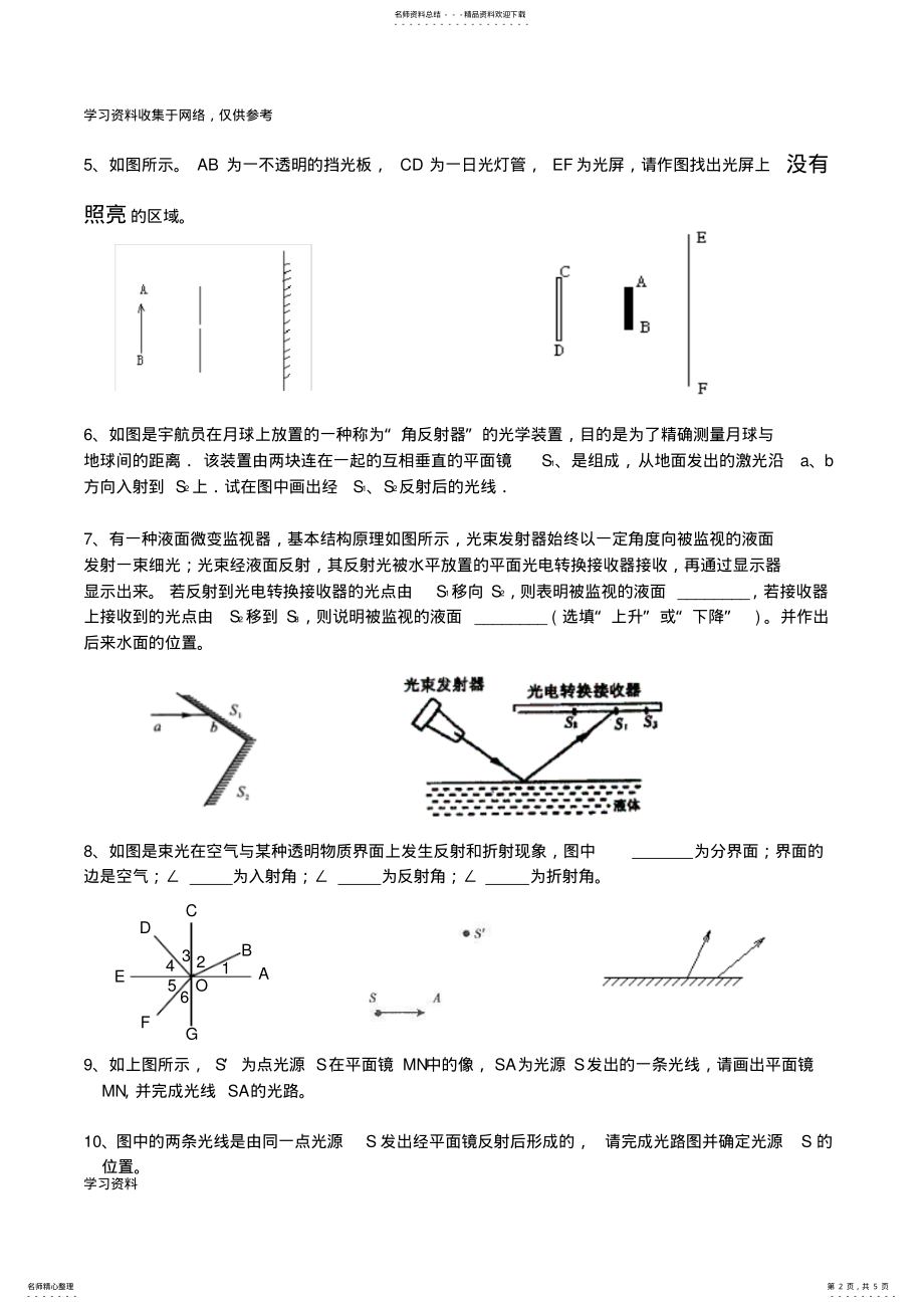 2022年初二物理光学作图专项训练 .pdf_第2页