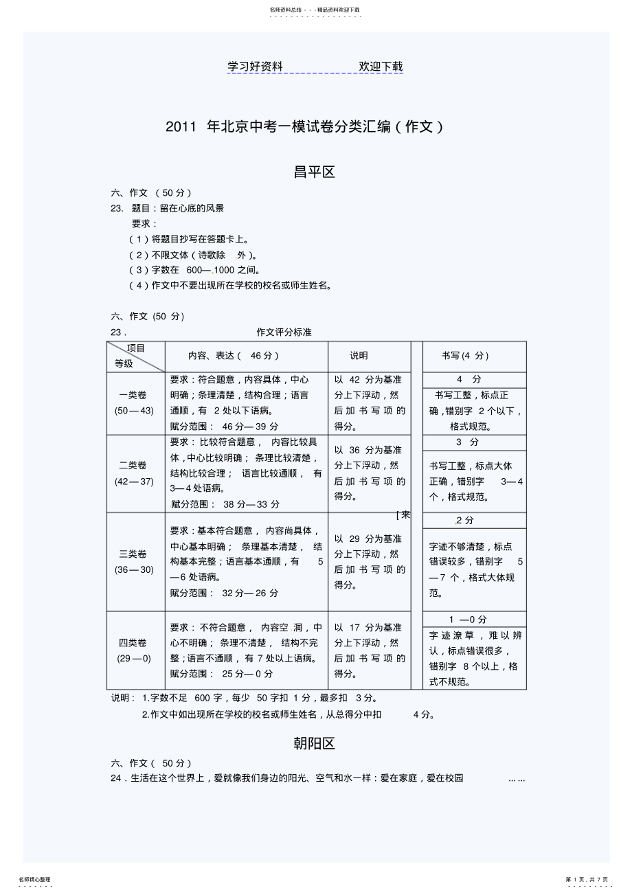 2022年北京中考一模试卷分类汇编作文 .pdf_第1页