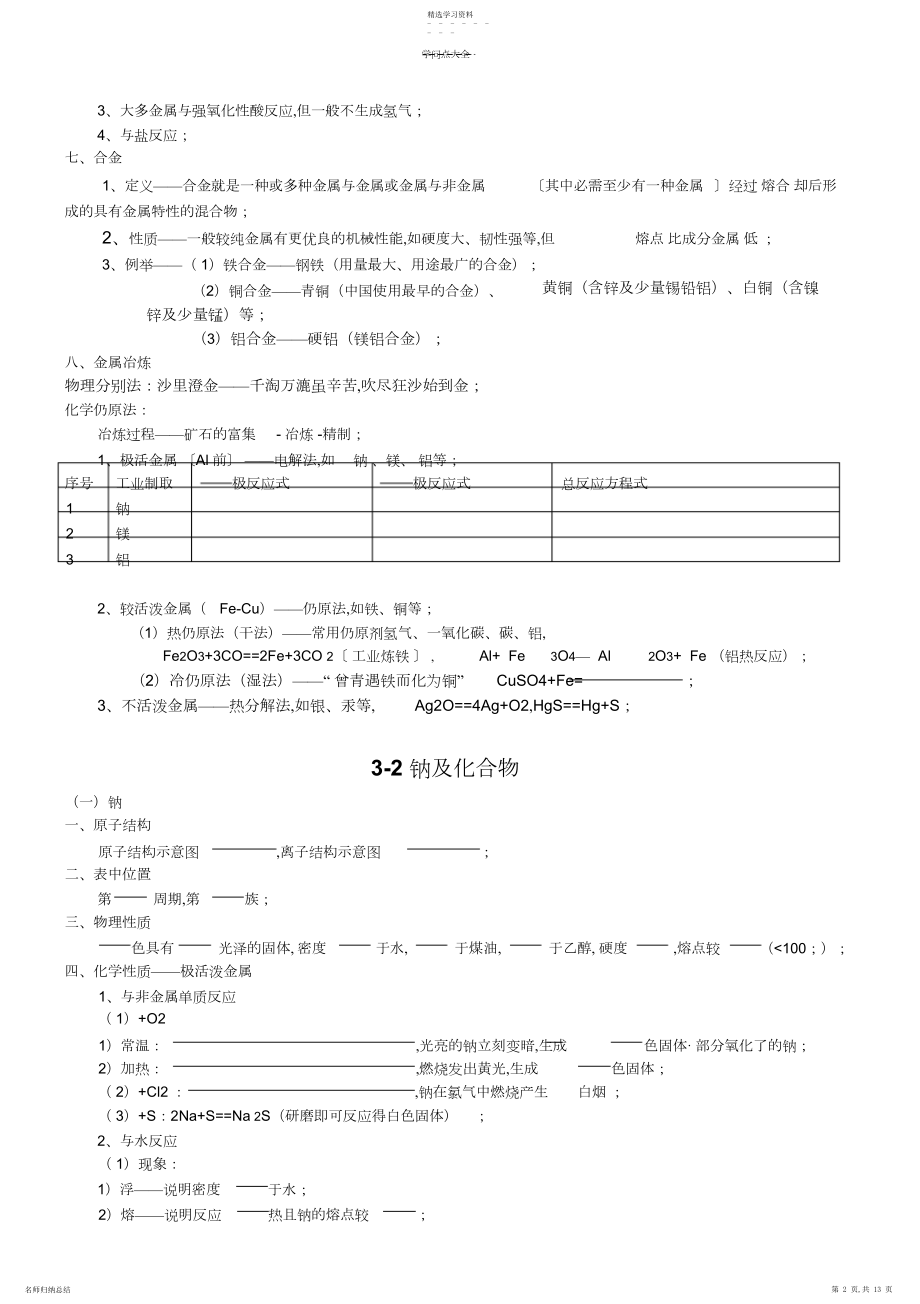 2022年金属及其化合物知识总结.docx_第2页