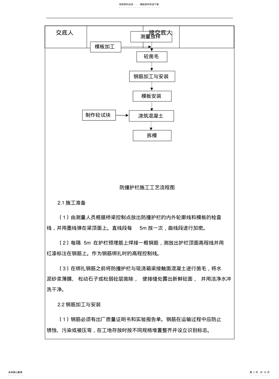 2022年防撞护栏技术交底记录 .pdf_第2页