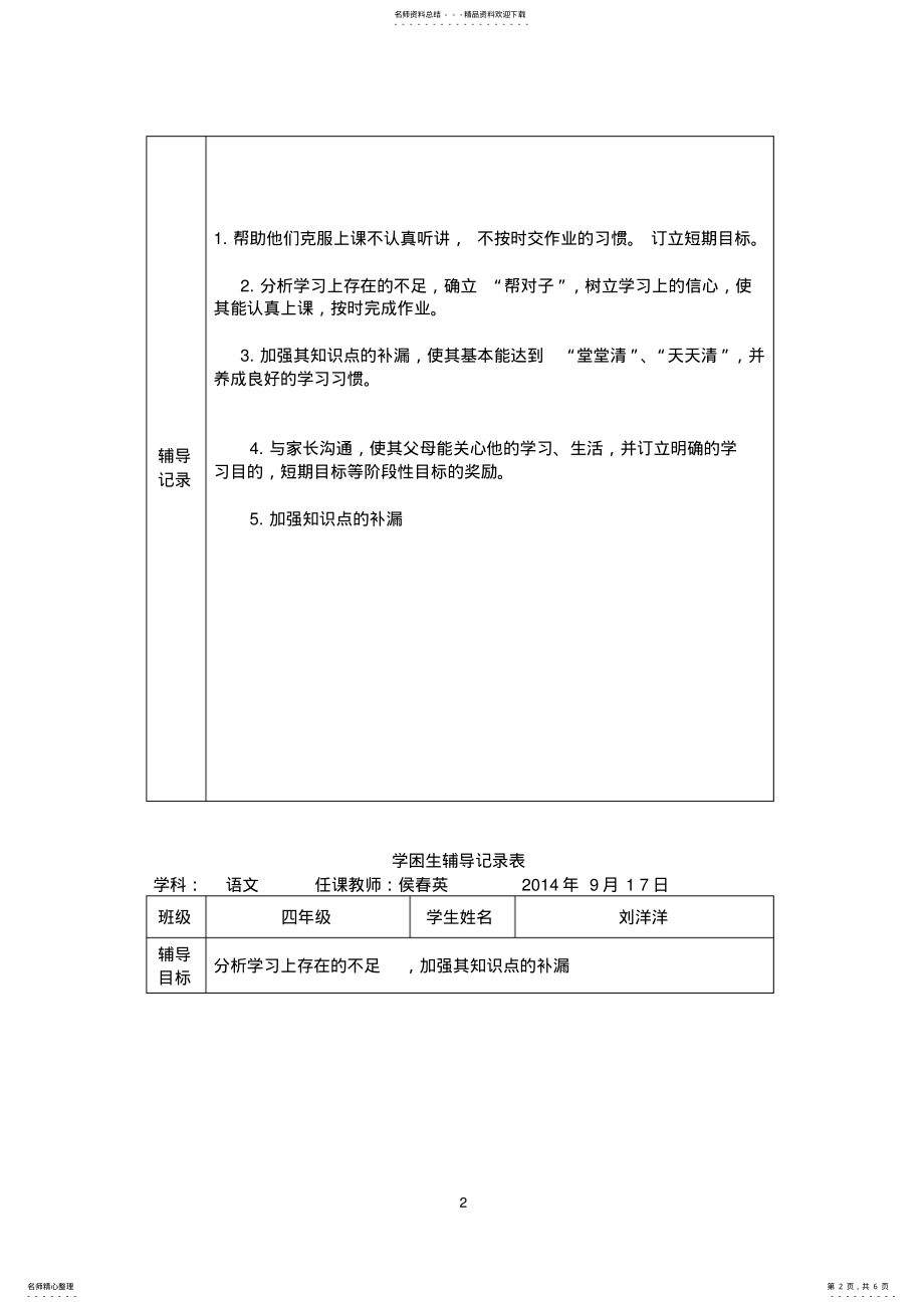 2022年四年级学困生辅导记录 .pdf_第2页