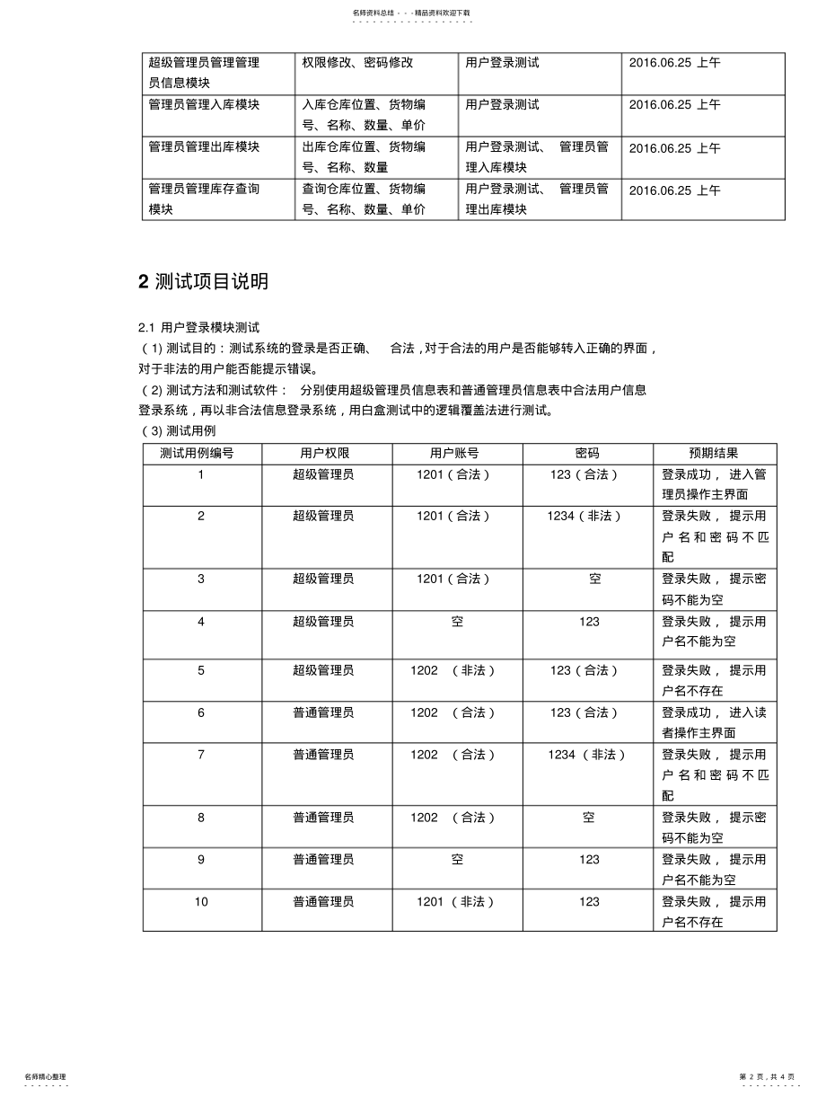 2022年软件工程仓库管理系统软件测试归类 .pdf_第2页