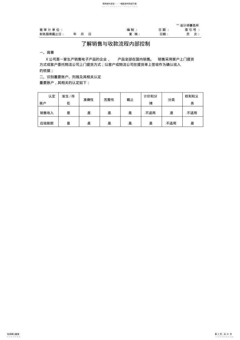 2022年销售与收款流程内控底稿 .pdf_第2页