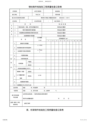 2022年钢结构制作检验批工程质量检查记录表 .pdf