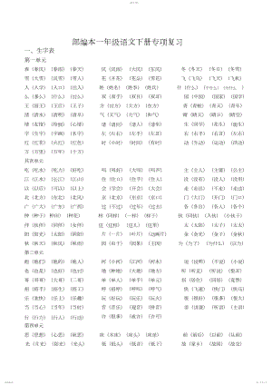 2022年部编本一年级语文下册专项复习.docx