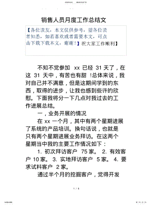 2022年销售人员月度工作计划总结范文 .pdf